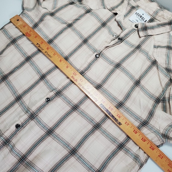 YoungLA Pearl Snap Shirt Men‎ Large Plaid Long Sleeve Western Ranch Casual - Picture 7 of 10